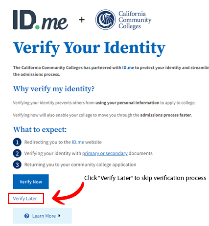 ID.me verify later