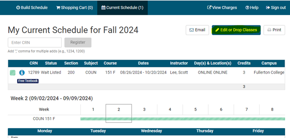 Edit or Drop Classes Step 4