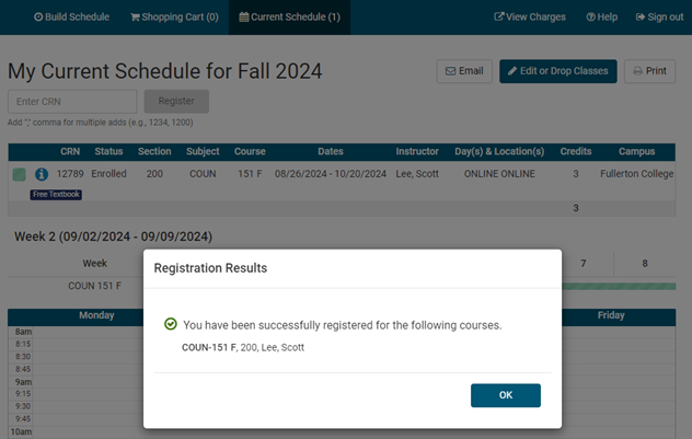 Confirm Registration Step 8