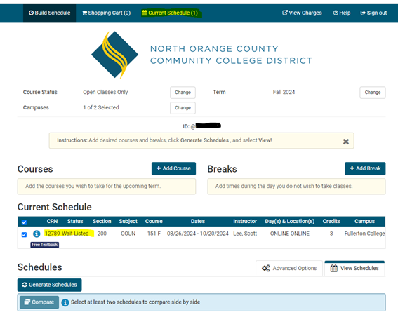 Current Schedule Step 3