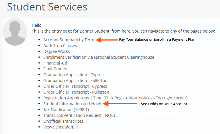 Account Holds and Payment View Holds on myGateway